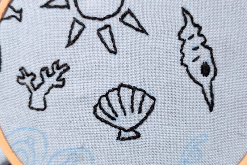 夏に刺繍したい 簡単な貝とサンゴの作り方 ぬいぐるみうさぎの刺繍レッスンブログ